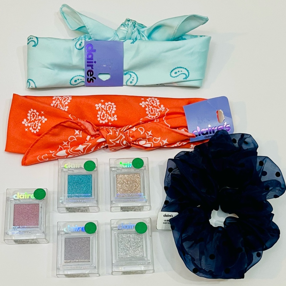 Claire's Creamy Glitter Eyeshadow + Headband Lot
